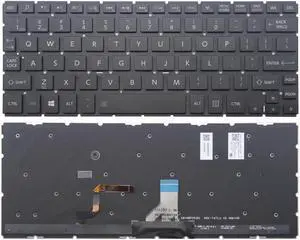 New US Black English Backlit Laptop Keyboard (without palmrest) for Toshiba Satellite Radius L15W L15W-B L15W-B0301SM L15W-B0302SL L15W-B1120 L15W-B1181SM L15W-B1208 L15W-B1208D Light Backlight