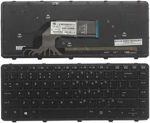 US English Black Backlit Laptop Keyboard (with Frame) Replacement for HP PK1315D1A00 9Z.N9JBC.E01 NSK-CPEBC 01 767476-001 Light Backlight