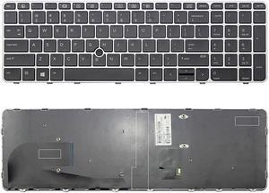 New US Black Backlit English Laptop Keyboard (with frame) For HP EliteBook 755 G4 850 G4 6037B0116701 821195-001 836623-001 821157-001 831-00323-00A Light Backlight
