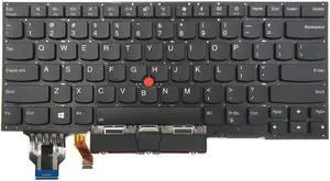 New US Black English Backlit Laptop Keyboard (without palmrest) Replacement for Lenovo Thinkpad X1 Carbon 7th Gen 7 2019 Type 20QD, 20QE 20R1, 20R2 SN20R55563 Light Backlight
