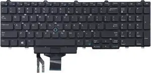 New US Black English Keyboard (No Backlit W/Pointer Without Frame) Replacement for Dell Latitude  5550 5580 5590 5591 E5580 Precision 3520 7520 7720 M3520 M7520 M7720