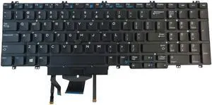 New US Black English Backlit Laptop Keyboard (without palmrest) Replacement for Dell Precision 7540 7740 P/N:266YW 0266YW Light Backlight