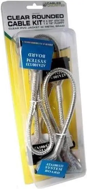 Nexhi Pack of 5 24-inches 40-pin(80-Wire) Ultra ATA/100/60/33 DMA Hard Drive Round Ribbon Cable with 18-inch 1 Device Floppy Cable for ATX 3-Header Connector 1x34-pin IDC- Female Cable,5 Pack