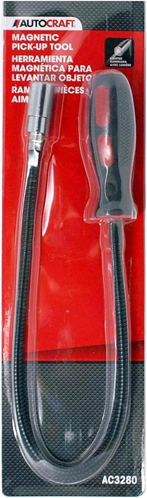 Autocraft - Magnetic Pick-up Tool | Bright LED Lighted | Flexible | Lightweight Stick | 23-1/2" Overall Length | Comfortable Grip