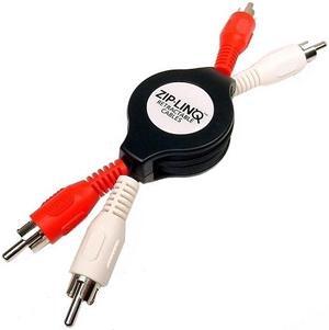 Cables Unlimited Retractable 2 RCA Male to 2 RCA Male Stereo Audio/Video Cable for Home Theater, HDTV AV Receiver , Gaming Consoles, Hi-Fi Systems - BUNDLE of 5