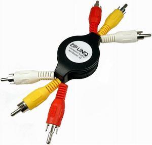 Ziplinq Retractable Audio Video RCA Cable, 3RCA to 3RCA Composite AV Cable Compatible with Set-Top Box, Speaker,Amplifier,DVD Player,Home Theater,HDTV AV Receiver ,Gaming Consoles,Hi-Fi Systems 
10PK