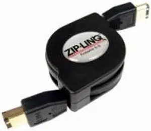 Premium Retractable 6Pin to 6Pin Firewire Cable 42 In Black.