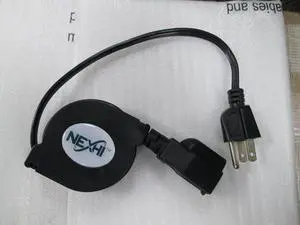Nexhi® ZIP-PWR-EX1 Retractable AC Power Extension Cord (5 feet, Black)