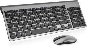 Wireless Keyboard Mouse Combo, cimetech Compact Full Size Wireless Keyboard and Mouse Set 2.4G Ultra-Thin Sleek Design for Windows, Computer, Desktop, PC, Notebook - (Grey)