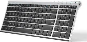 iClever BK10 Bluetooth Keyboard Multi Device Keyboard Rechargeable Bluetooth 5.1 with Number Pad Ergonomic Design Full Size Stable Connection Keyboard for iPad iPhone Mac iOS Android Windows