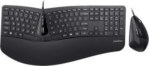 Perixx Periduo-505, Wired USB Ergonomic Split Keyboard and Vertical Mouse Combo with Adjustable Palm Rest and Short Tactical Membrane Keys, US English Layout