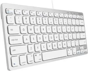 Macally USB Mini Keyboard for Mac and Windows PC - 78 Scissor Switch Keys with 13 Shortcut Keys - Compact & Small Keyboard That Saves Spaces and Looks Great - Plug and Play Mac Keyboard - Aluminum