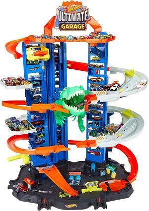 Hot Wheels City Robo TRex Ultimate Garage MultiLevel MultiPlay Mode Stores 100 Plus 164 Scale Cars Gift idea for Kids 3 and Older