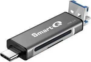 SmartQ C350 USB C sd Card Reader and USB 3.0 Super Speed Memory Card Adapter for MicroSDXC and SDHC Card SD SDXC SDHC SD Cards Works for Windows Mac OS X Android Devices OTG Adapter