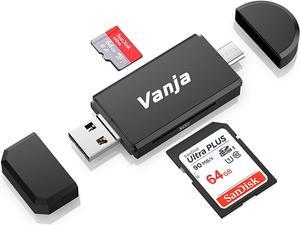 SD Card Reader, Vanja 3 in 1 Micro USB Type C Portable Memory Card Reader and SD/TF Card Adapter with OTG Function for PC & Laptop & Smart Phones & Tablets