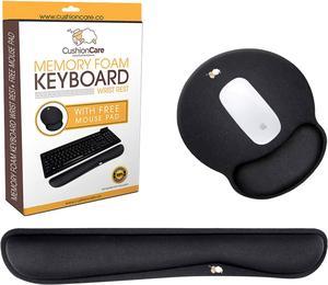 Cushioncare Keyboard Wrist Rest with Mouse Pad Set - Padded with Memory Foam Cushion, Black - Ergonomic Wrist Support for Laptop Computer and Gaming - Guard Against Carpal Tunnel Syndrome
