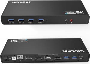 WAVLINK USB 3.0 Universal Laptop Docking Station,USB C to 5K/ Dual 4K @60Hz Video Outputs Dual Monitor for Windows,(2 HDMI & 2 DP, Gigabit Ethernet, 6 USB 3.0, ) DL6950-PD Function Not Supported