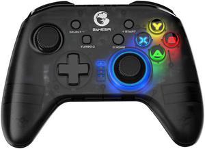 GameSir T4 Pro Wireless Game Controller for Windows 7 8 10 PC/iPhone/Android/Switch, Dual Shock USB Bluetooth Mobile Phone Gamepad Joystick for Apple Arcade MFi Games, Semi-Transparent LED Backlight