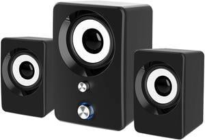 Computer Speakers, Maboo 3.5mm Jack PC Speakers Wired with Subwoofer, USB Powered Multimedia 2.1 Channel for Desktop, Windows, Laptop, Tablets, Smartphone, PC Black (Speaker 2.1)