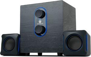 GOgroove SonaVERSE LBr 2.1 Computer Speakers with Subwoofer - USB Powered PC Speaker System with 3.5mm AUX Audio Input, Bass/Volume Control Knobs, 11W RMS - Compact Size for Laptop, Small Desk