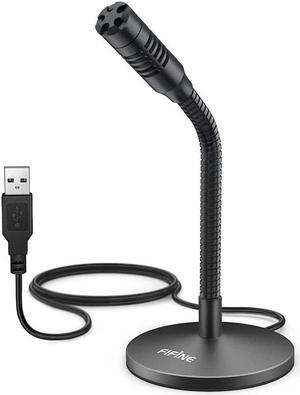 FIFINE Mini Gooseneck USB Microphone for Dictation and Recording,Desktop Microphone for Computer Laptop PC.Plug and Play Great for Skype,YouTube,Gaming, Streaming,Voiceover,Discord and Tutorials-K050