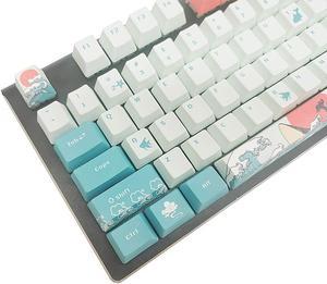 CORN Heat Sublimation PBT Keycap Upgrade 108 Key Set, Opaque Cherry MX Key Caps Top Print for 61/87/104 MX Switches Mechanical & Optical Gaming (Coral Sea)