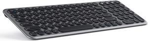Multi-Device Bluetooth Keyboard, Jelly Comb Wireless Slim Rechargeable Keyboard with Round Keycaps for Laptop PC Tablet Smartphone Windows/MAC OS/Android/iOS System-B45B-2- Black and Gray