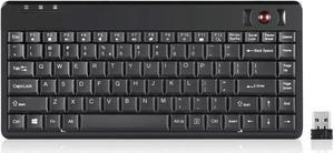 Perixx Periboard-706 Wireless Trackball Mini Keyboard, Build-in 0.55 Inch Trackball for Pointing Feature, Black, US English Layout (10532)