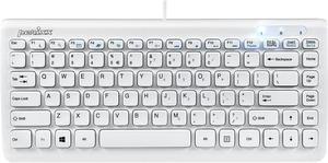 Perixx PERIBOARD-407W US, Wired USB Mini Keyboard with 11 Hot Keys - Glossy White - US English Layout