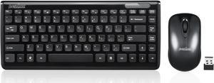 Perixx Periduo707 Wireless Mini Keyboard and Mouse Set Piano Black US English Layout 10900
