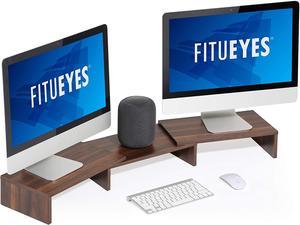 FITUEYES 3 Shelf Monitor Stand Riser with Adjustable Length and Angle Brown DT108002WB