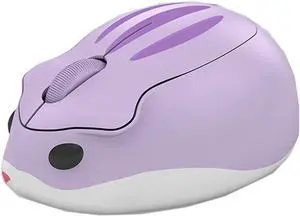 2.4GHz Wireless Cute Hamster Shape Less Noice Portable Mobile Optical 1200DPI USB Mice Cordless Mouse for PC Laptop Computer Notebook MacBook Kids Girl Gift (Purple)