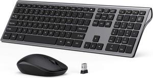 Wireless Keyboard and Mouse Combo - LEKVEY Slim Keyboard Mice, 2.4GHz 109 Keys Full Size Wireless Keyboard Mouse Set, with Number Pad, Silent Click, Stylish Design, US Layout (QWERTY), Space Gray