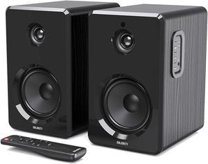 Majority D40 Amplifier Speakers | Bluetooth Bookshelf Speakers with USB Playback | Classic Wooden Black with Multi-Connection
