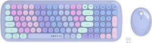 Wireless Keyboards and Mouse Combos, UBOTIE Colorful Gradient Rainbow Colored Retro Typewriter Flexible Keyboard, 2.4GHz Connection and Optical Mouse