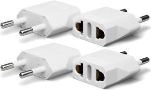 4 Pack European Travel Plug Adapter US to Europe Adapter Type C Outlet Converter America USA Italy Spain Germany France EU Power Plug White