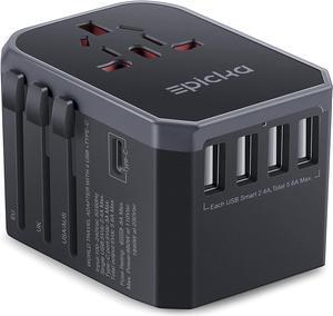 Corn Universal Travel Adapter One International Wall Charger AC Plug Adaptor with 5.6A Smart Power and and 3.0A USB Type-C for USA EU UK AUS