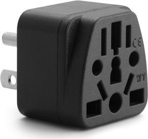 US Travel Plug Adapter EU AU UK NZ CN in to USA (Type B) Grounded 3 Prong USA Wall Plug EU to US Travel Adaptor and Converter Power Outlet Charger (1-pack)