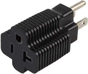 (2PACK) Nema 15 Amp to 20 Amp Plug Adapter ETL Listed NEMA 5-15P to 5-15/20R (Comb 20Amp T Blade) 15 Amp Household Plug to 20 Amp T-Blade AC Power Adapter