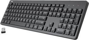 Arteck 2.4G Wireless Keyboard Ultra Slim Full Size Keyboard with Numeric Keypad and Media Hotkey for Computer/Desktop/PC/Laptop/Surface/Smart TV and Windows 11/10/ 8/7