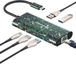 USB C Hub,UtechSmart 6 in 1 USB C to HDMI Adapter with 1000M Ethernet, Power Delivery Pd Type C Charging Port, 3 USB 3.0 Ports Adapter Compatible for MacBook Pro, Chromebook,and USB C Devices (Camo)