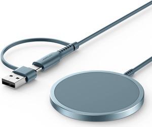 JSAUX Magnetic Wireless Charger Compatible with MagSafe Charger/iPhone 16e/16/16 Plus/16 Pro/16 Pro Max/15 14 13 12 Series, Wireless Mag Safe Charging Pad, Mag Charger (Blue)