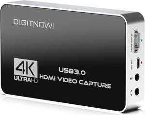 4K HDMI Video Capture Card, USB 3.0 with Microphone and Earphone HDMI Loop-Out, DIGITNOW 4k 60Hz Video Recorder for Broadcast Live, Record via DSLR, Camcorder, or Action Cam