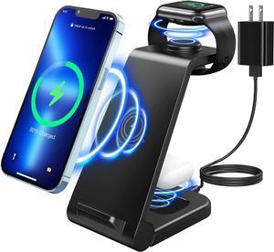 Wireless Charging Station for iPhone Multiple Devices 3 in 1 Wireless Charger Stand Dock Compatible with Apple Watch Series 7 6 SE 5 4 3 2  Airpods iPhone 13 12 11 Pro MaxXXs Max88 Plus iWatch