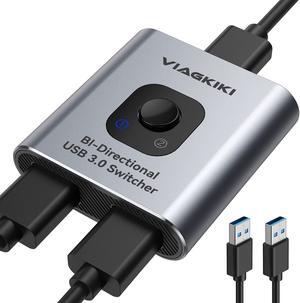 USB Switch 3.0 KVM Switch,Bi-Directional USB Switch Selector 2 in 1 Out/1 in 2 Out, Viagkiki USB Switcher 2 Computers Share 1 USB Devices for PCs Mouse Keyboard Printer Scanner (with 2 USB 3.0 Cables)