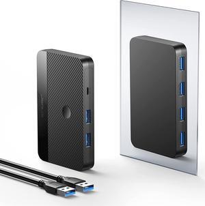 USB 3.0 Switch, JSAUX USB Switcher Selector 2 Computers Sharing 4 USB Devices KVM Switch Hub Adapter for Keyboard Mouse Printer Scanner U-Disk, Hard Drives, Compatible with Mac/Windows/Linux
