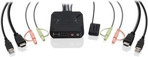 KVM 2-Port USB HDMI Cabled Kit - 4K@60Hz - USB Hub and USB Peripheral Sharing - Xbox / PS4/5 - Windows, Mac and Linux - GCS92HU