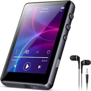 32G MP3 Player Bluetooth 5.0, Full Touch Screen HiFi Lossless MP3 Music Player, Line-in Speaker, with line Recorder, FM Radio, Support up to 128 GB (Black)