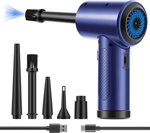 Electric Air Duster, Fulljion 3-Gear to 51000RPM Compressed Air Duster with LED Light, Cordless Air Blower for Computer Keyboard Car Cleaning 6000mAhRechargeable 10W Fast Charging Air Can Duster(Blue)