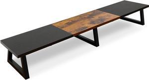 TEAMIX Black 42 inch Dual Monitor Riser,Long Monitor Stand for 2 Monitors, Wood and Steel Monitor Stand with Storage Large TV Riser Computer Laptop Stand for Desk Office Organization